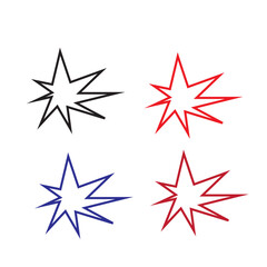 Aufkleber - A collection of starburst shapes in black red and blue colors isolated on a white background simple design