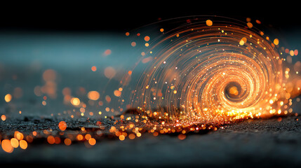 Aufkleber - A mesmerizing swirl of orange sparks spiraling in a dark setting, symbolizing creativity and innovation in technology.