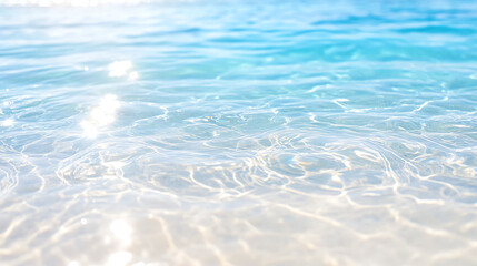 Poster - A serene view of clear ocean water, showcasing the soothing ripples and sparkling sunlight reflecting on the surface.