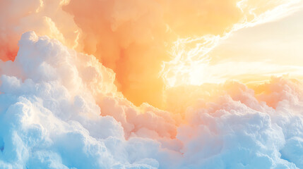 Aufkleber - A stunning view of colorful clouds illuminated by sunlight, creating a serene and dreamy atmosphere in the sky.