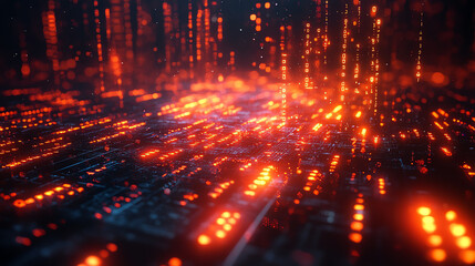 Poster - A stunning visual of glowing data streams flowing through circuits, representing digital transformation and technological advancement.