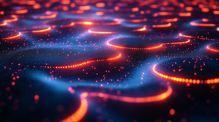 Aufkleber - Abstract digital design featuring glowing lines and particles creating a dynamic and futuristic look.