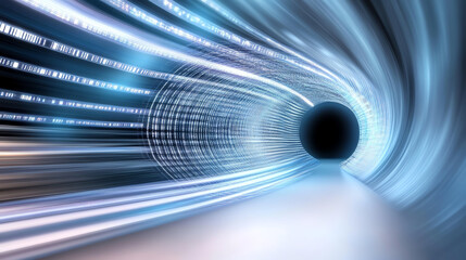 Aufkleber - Abstract tunnel of light illustrating speed and innovation, symbolizing technological advancement and futuristic concepts.