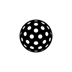 Black silhouette of a pickleball with perforated pattern