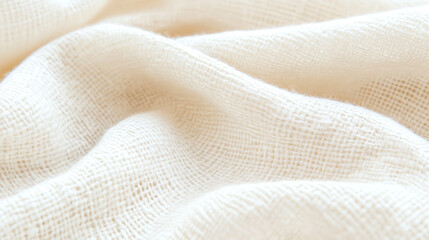Poster - Close-up of soft, textured fabric showcasing gentle folds and an elegant sheen, ideal for interior design or fashion photography.