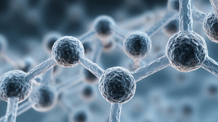 Aufkleber - Detailed close-up of molecular structure showcasing intricate connections and layers of atoms in a modern scientific context.