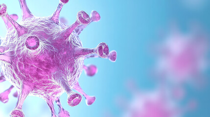 Poster - Detailed microscopic view of a virus, featuring vibrant colors and intricate structures, symbolizing health challenges and research.