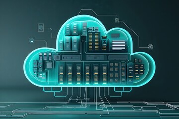 Poster - Visually Engaging Cloud Data Storage Network in Abstract Teal Design