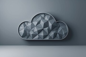 Poster - Sleek Minimalist Data Cloud Storage Network with Gray Polygonal Design