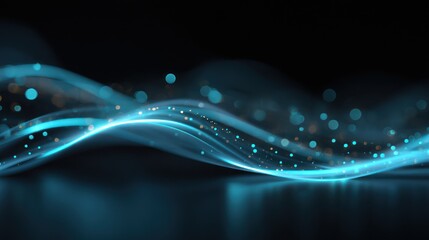 Poster - Abstract glowing cyan waves