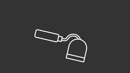 Poster - Animated hoe garden white line icon. Farming hobby instrument animation. Moving tool. Agriculture, yardwork. Rural work, cultivation. Isolated element on dark background. Alpha transparent video