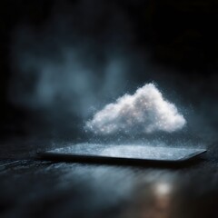 Poster - Ethereal cloud icon over a digital tablet
