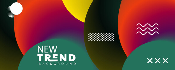 Poster - Abstract orange and red gradient geometric shape circle background. Modern futuristic background. Can be use for landing page, book covers, brochures, flyers, magazines, Modern abstract shapes concept