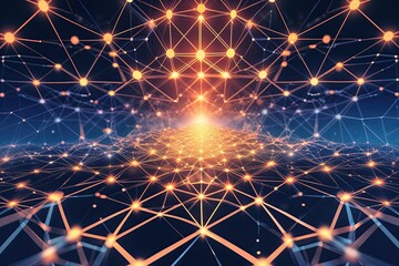 Poster - Geometric Patterns and Interconnectivity in Abstract Comprehensive Data Network Aesthetics