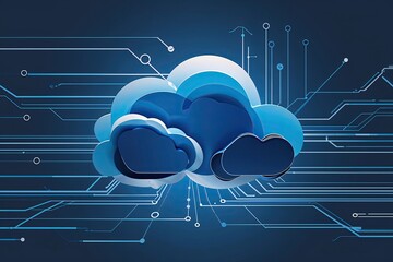 Poster - Blue Cloud Computing Background with Connection Concepts for Technology Visuals