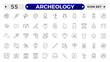 © artshuvo - Archeology Outline icon set. Historical line icon. Contain linear symbols exhibition, antiquity, art, old, archaeologic, heritage and more. Antiques modern icon. Minimalist icons collection.
