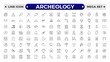 © artshuvo - Archeology Outline icon set. Historical line icon. Contain linear symbols exhibition, antiquity, art, old, archaeologic, heritage and more. Antiques modern icon. Minimalist icons collection.