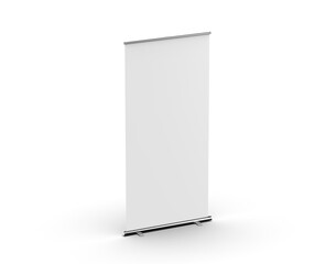 Wall Mural - Retractable banner mockup, standee roll up banner mock up template on isolated white background, 3d illustration