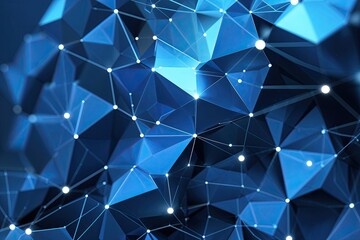 Poster - Blue Abstract Technology Network Background Featuring Geometric Design and Connectivity Elements