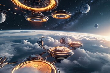 Poster - Futuristic High-Tech Celestial Data Transit Model in an Abstract Realm