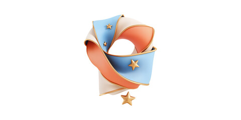 Poster - Colorful Twisted Ribbon With Stars. Abstract 3D Design Symbolizing Creativity And Innovation Isolated On Transparent Background