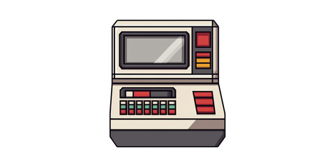 Poster - Retro Computer Illustration. Vintage Technology And Nostalgia In Digital Art Isolated On Transparent Background