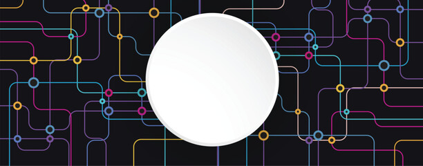 Aufkleber - Abstract circuit technology concept connected lines and dots background
