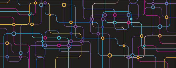 Poster - Abstract circuit technology concept connected lines and dots background