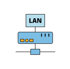 Poster - A simple vector diagram illustrating a LAN setup, with a 