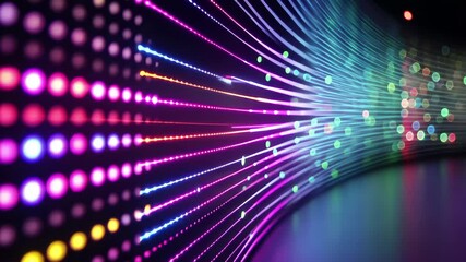 Poster - Colorful LED lights create a mesmerizing atmosphere in a modern setting at night, Defocused background with colorful LED lights at the nightclub
