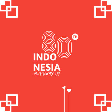 A bright red design to celebrate Indonesia's 80th Independence Day, featuring a stylized 