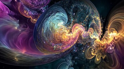 Fototapete - Exploring vibrant fractal realms showcasing cosmic swirls and colorful patterns, visualization of fractal realms