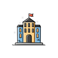 Poster - Modern Outline Illustration of a Building Icon Representing Education Government or an Institution in Minimal Flat Design Style Isolated Academic and Administrative Structure
