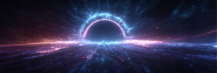 Wall Mural - Dramatic visual representations of black holes or eclipses with glowing energy rings