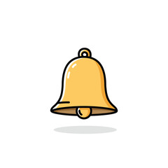 Poster - Digital Notification Golden Bell Icon Symbol Alert Reminder Communication Signal Web UI UX Interface Mobile App Element Graphic Design Component Simple Vector Illustration