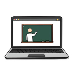 Fototapete - Modern Digital Classroom Online Teacher Teaching Through Laptop Screen Remote Education Concept E-learning Platform for Distant Study and Virtual Lessons