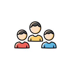 Fototapete - Basic minimalist line art illustration of three stylized human figures standing together representing collective synergy partnership and interpersonal relationships within a
