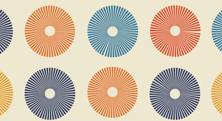 Poster - Retro styled circular pattern with radial lines evoking a vintage aesthetic style