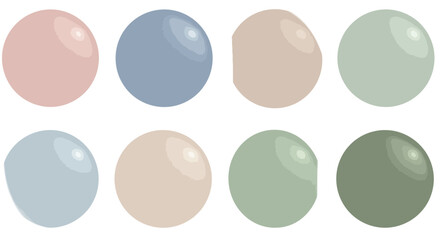 Poster - Pastel Color Palette Featuring Eight Smooth Spheres on a White Background