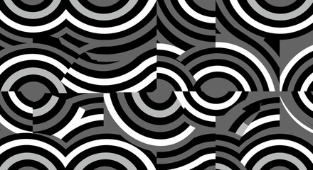 Poster - Monochrome geometric pattern featuring abstract circular shapes for modern design