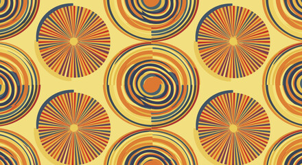 Poster - Retro circular pattern background with warm earth tones and geometric designs