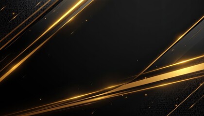 Poster - Elegant Black and Gold Background with Dynamic Light Stripes