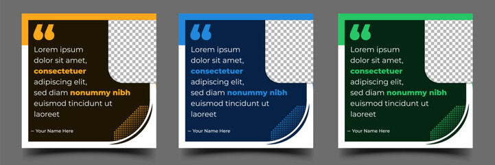 Wall Mural - quote and message social media square banner template design collection