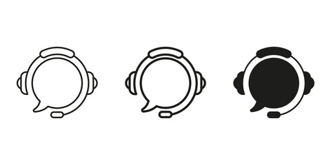Aufkleber - Headset With Speech Bubble Line and Solid Icon. Customer Support, Communication, And Call Center Symbol Collection. Audio Assistance And Help Desk Representation. Isolated Vector Illustration