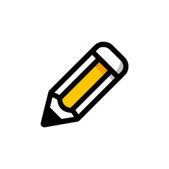 Poster - Pencil graphic icon illustrates drawing tool on white background minimal design