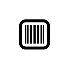 Barcode black lines display data inside square frame for technology use