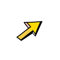 Poster - Cartoon arrow points diagonally upwards against a blank backdrop directional