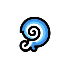 Poster - Stylized wave circulates forming graphic icon isolated