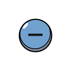 Poster - Blue button illustrates subtracting operation isolated illustration simple design vector