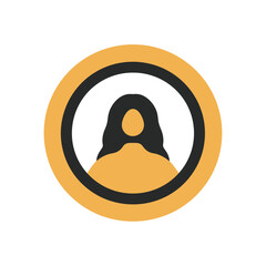 Poster - Anonymous figure avatar displays icon inside circle shape emblem design